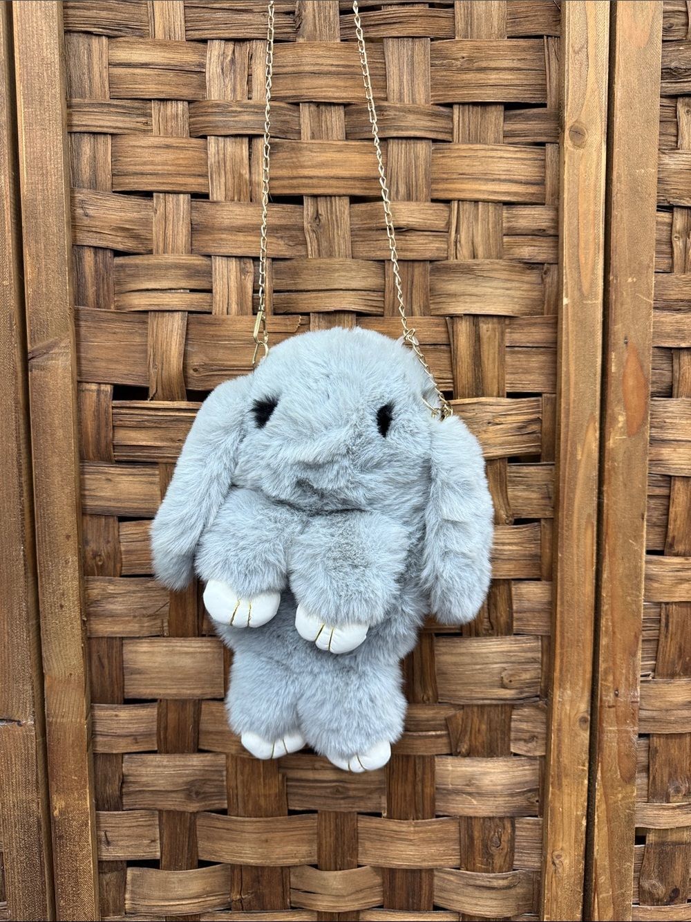 Plush Bunny Crossbody Bag - Light Gray